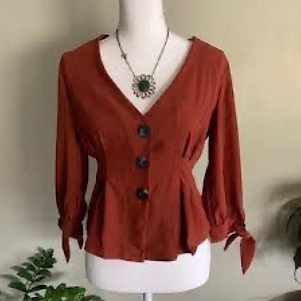NWOT Brown Button Down Blouse 🤎